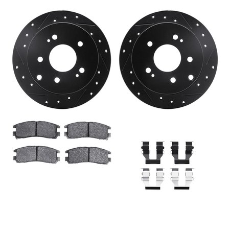 DYNAMIC FRICTION CO 8512-72064, Rotors-Drilled and Slotted-Black w/ 5000 Advanced Brake Pads incl. Hardware, Zinc Coated 8512-72064